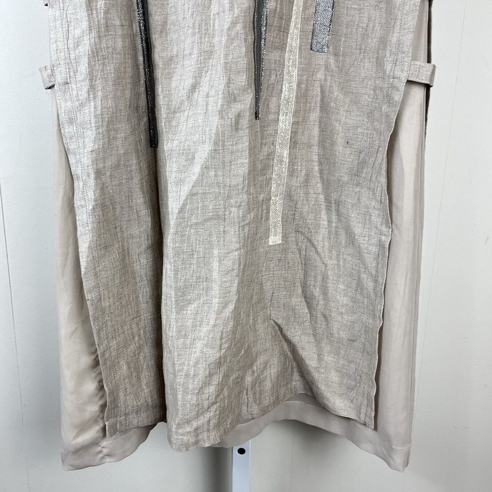 Mado Et Les Autres Dress Tan Linen Blend Layered Sleeveless Lagenlook Eu 38 Us 8 View 4
